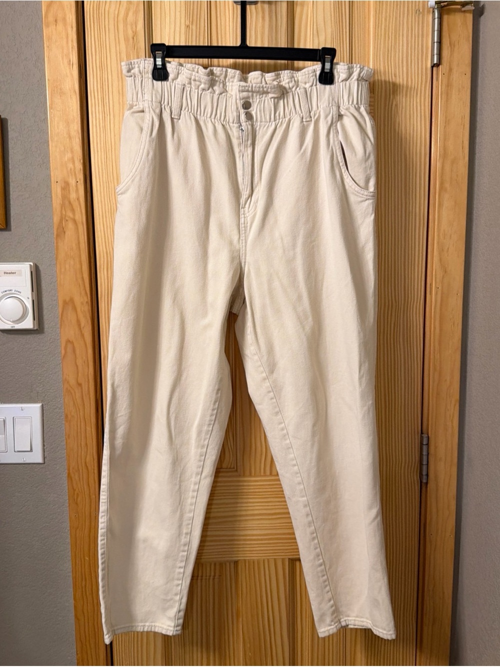 H&M Cream Hi Waist Paper Bag Pants